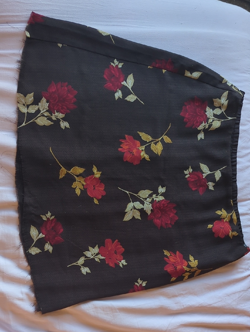 Brown Mini Skirt with Red Roses